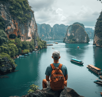 Person traveling enjoying their vacation